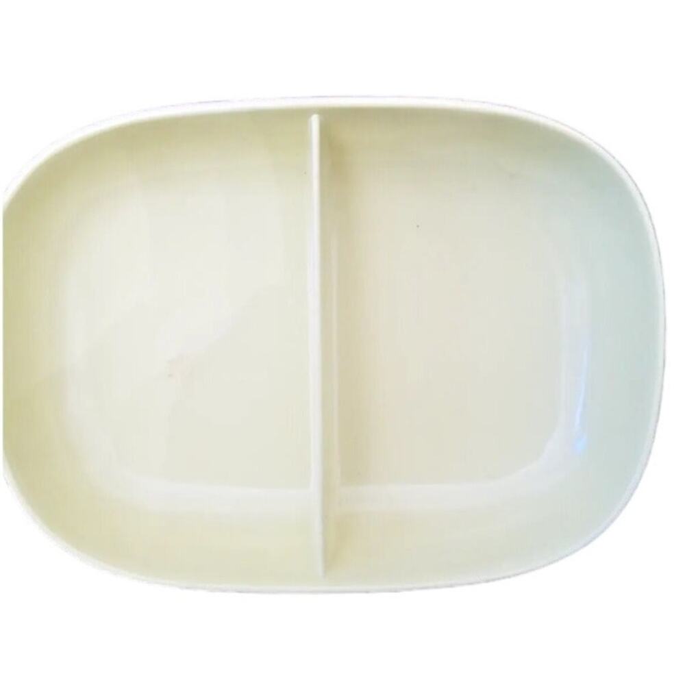 Mid Century Modern Texas Ware Cream Divided Serving Bowl Dish No. 116